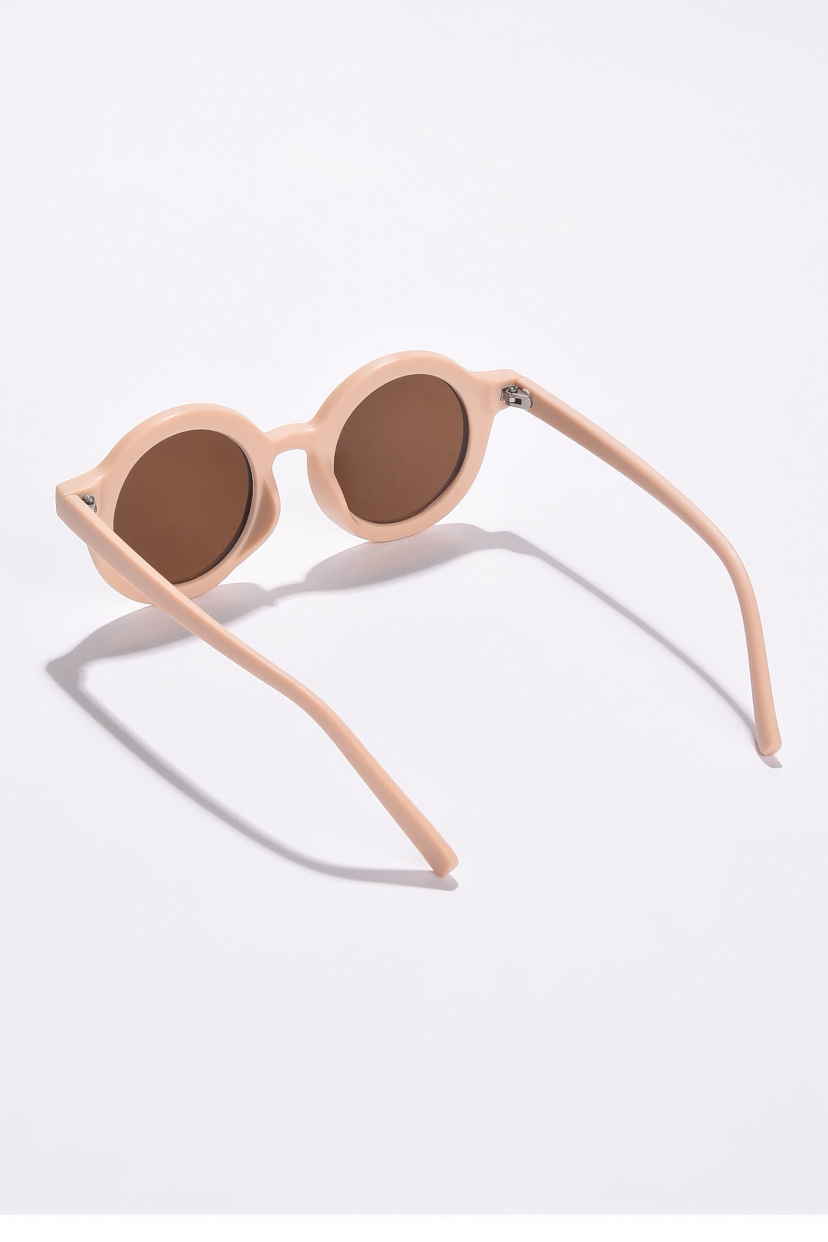 Women Brown Lens Pink Round Sunglasses