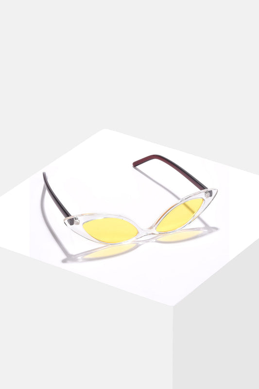 Women Yellow Lens Brown Cateye Sunglasses