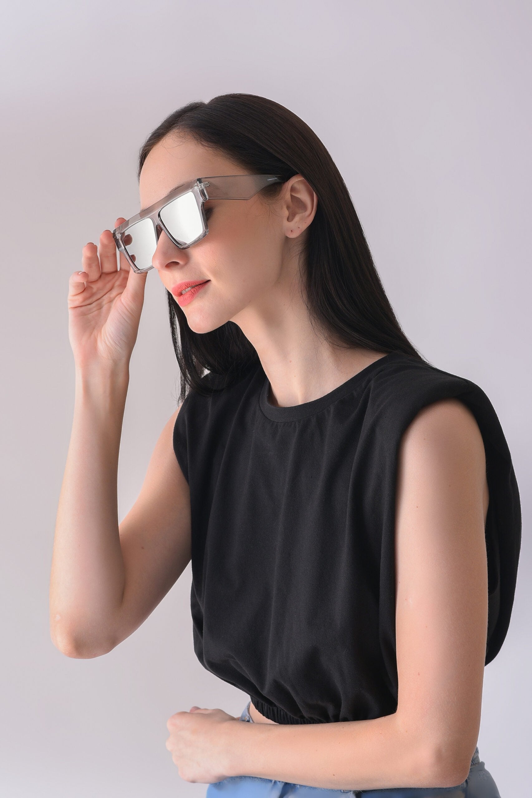 Women Black Lens White Butterfly Sunglasses