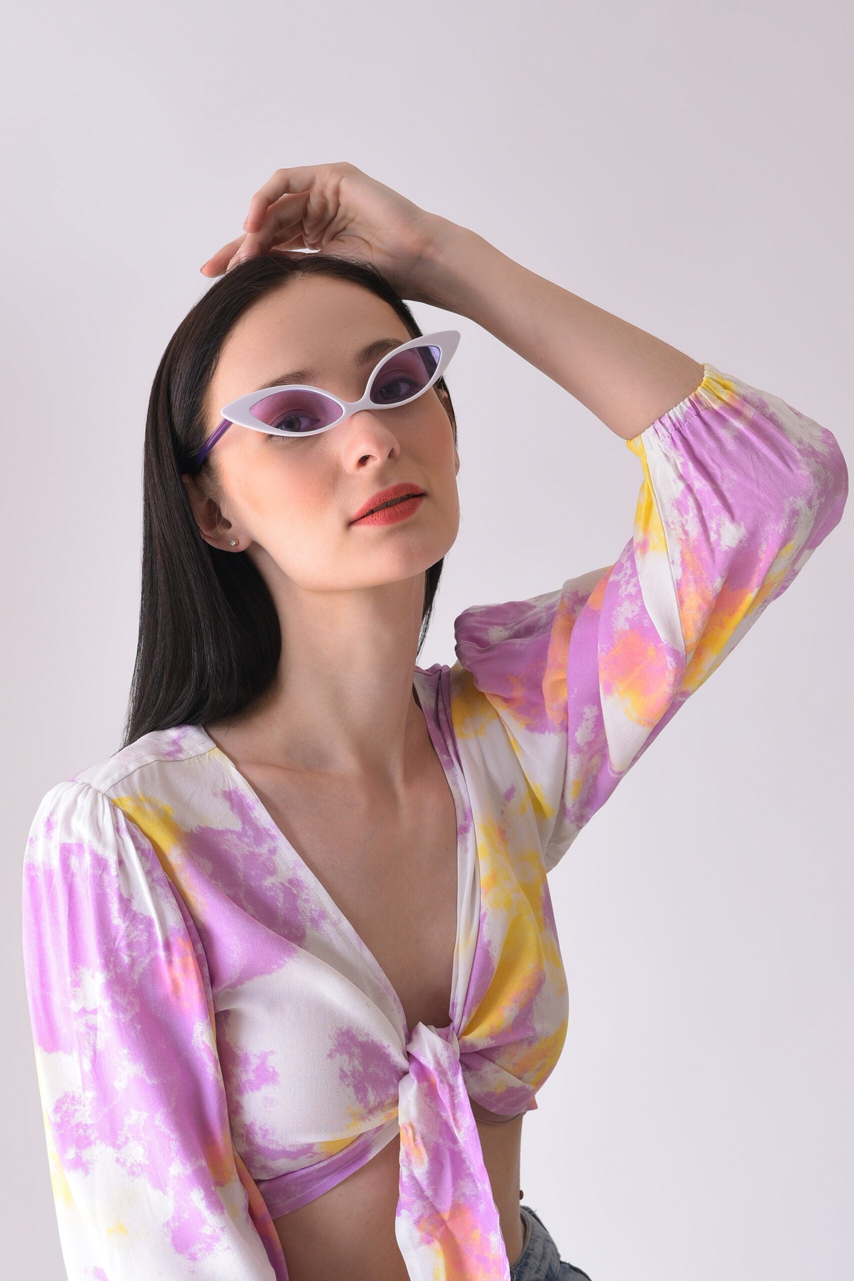 Women Purple Lens Purple Cateye Sunglasses