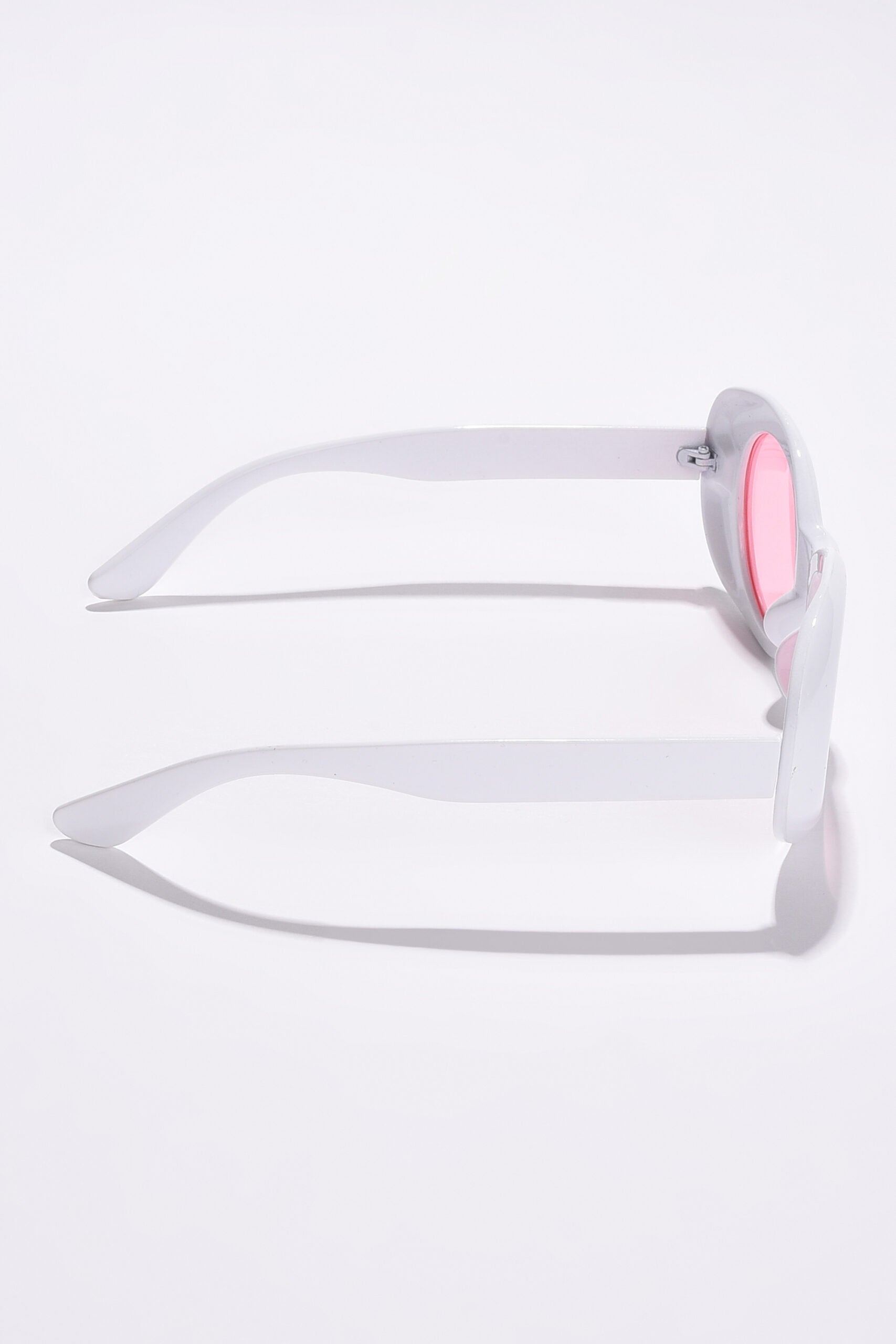 Women Pink Lens White Oval Sunglasses