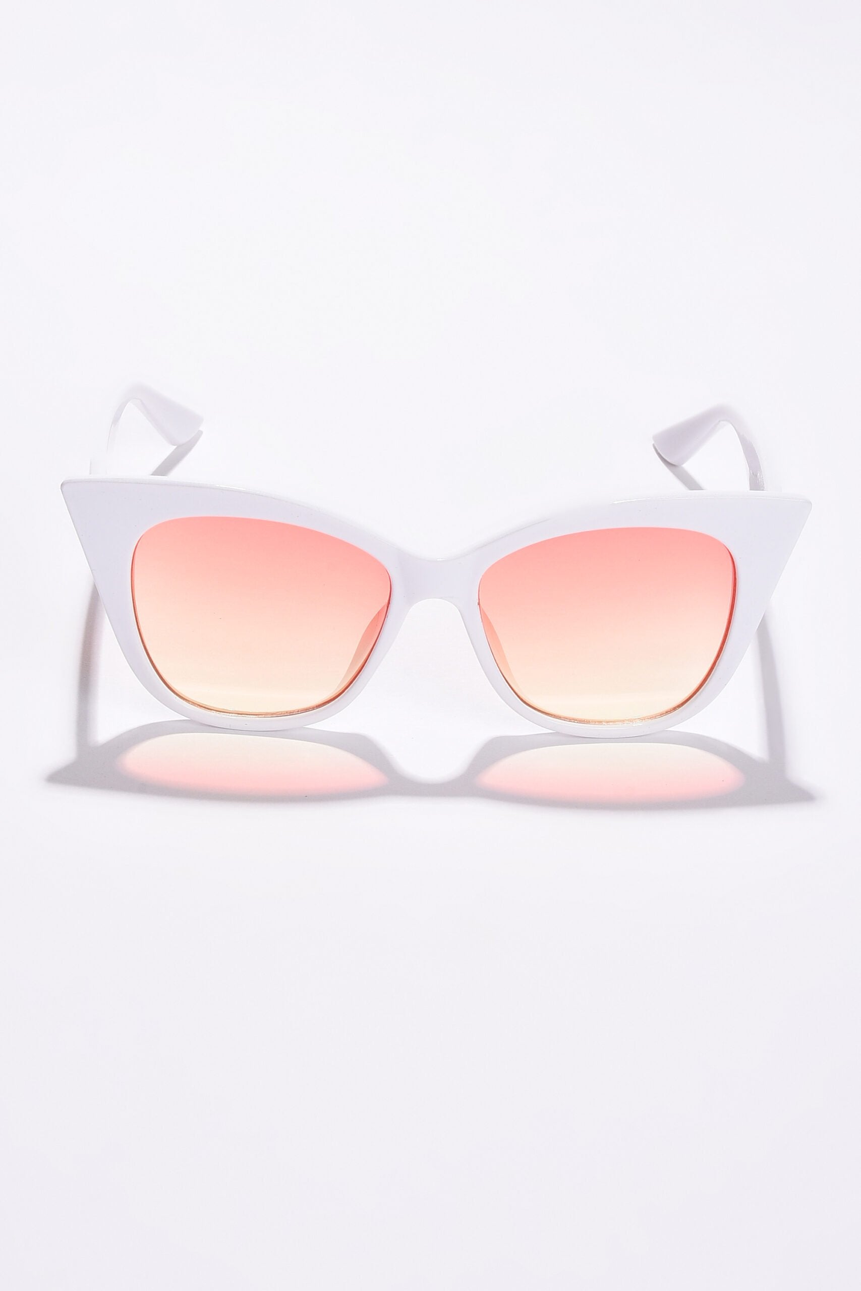 Women Pink Lens White Cateye Sunglasses