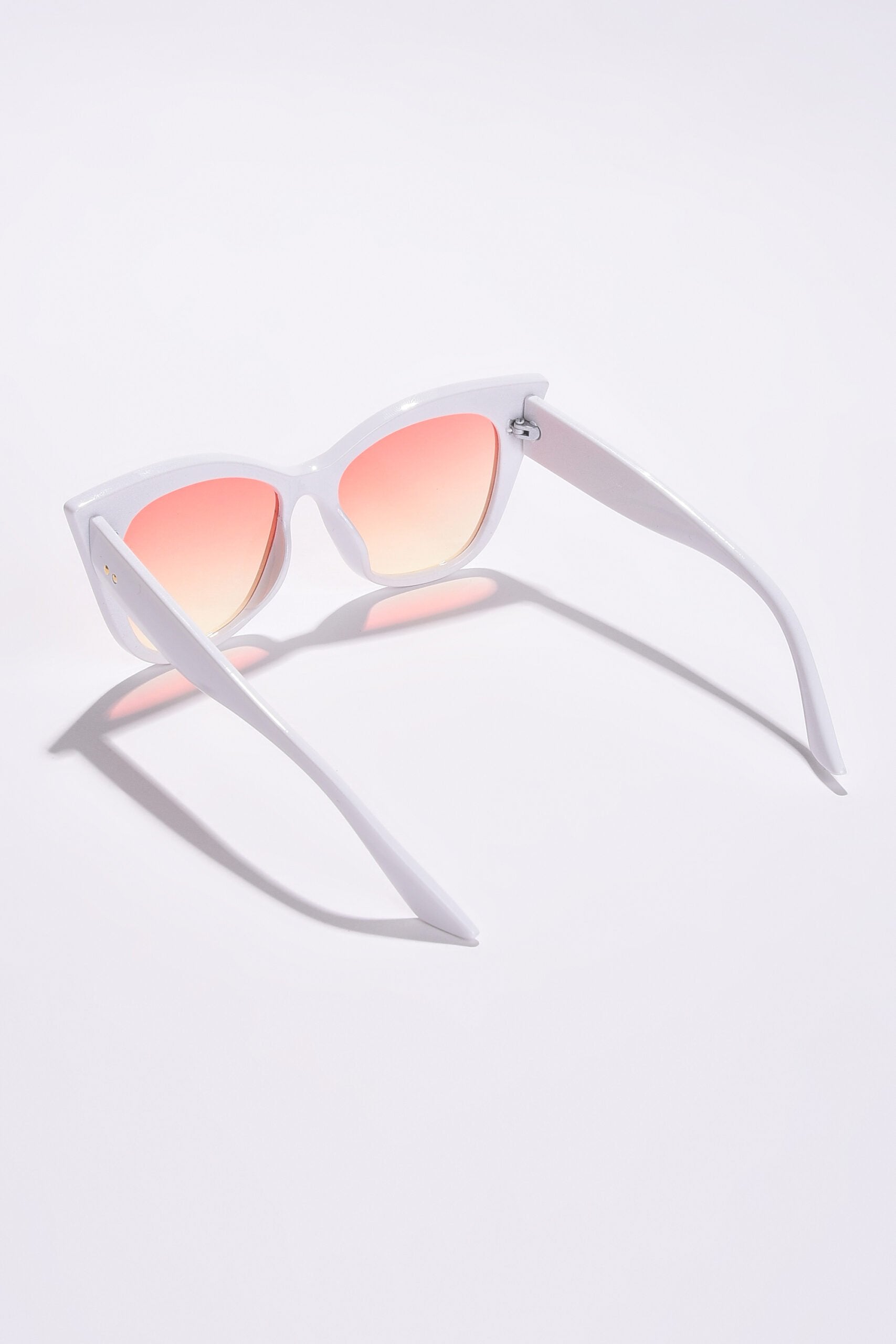 Women Pink Lens White Cateye Sunglasses