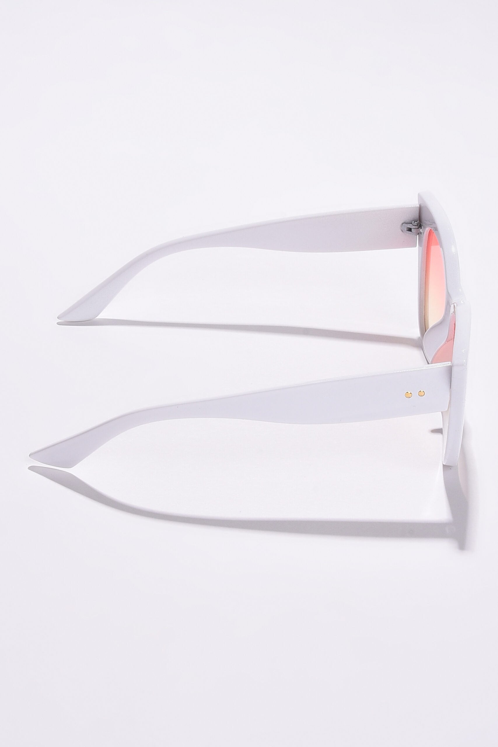 Women Pink Lens White Cateye Sunglasses