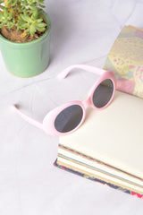 Women Black Lens Pink Oval Sunglasses