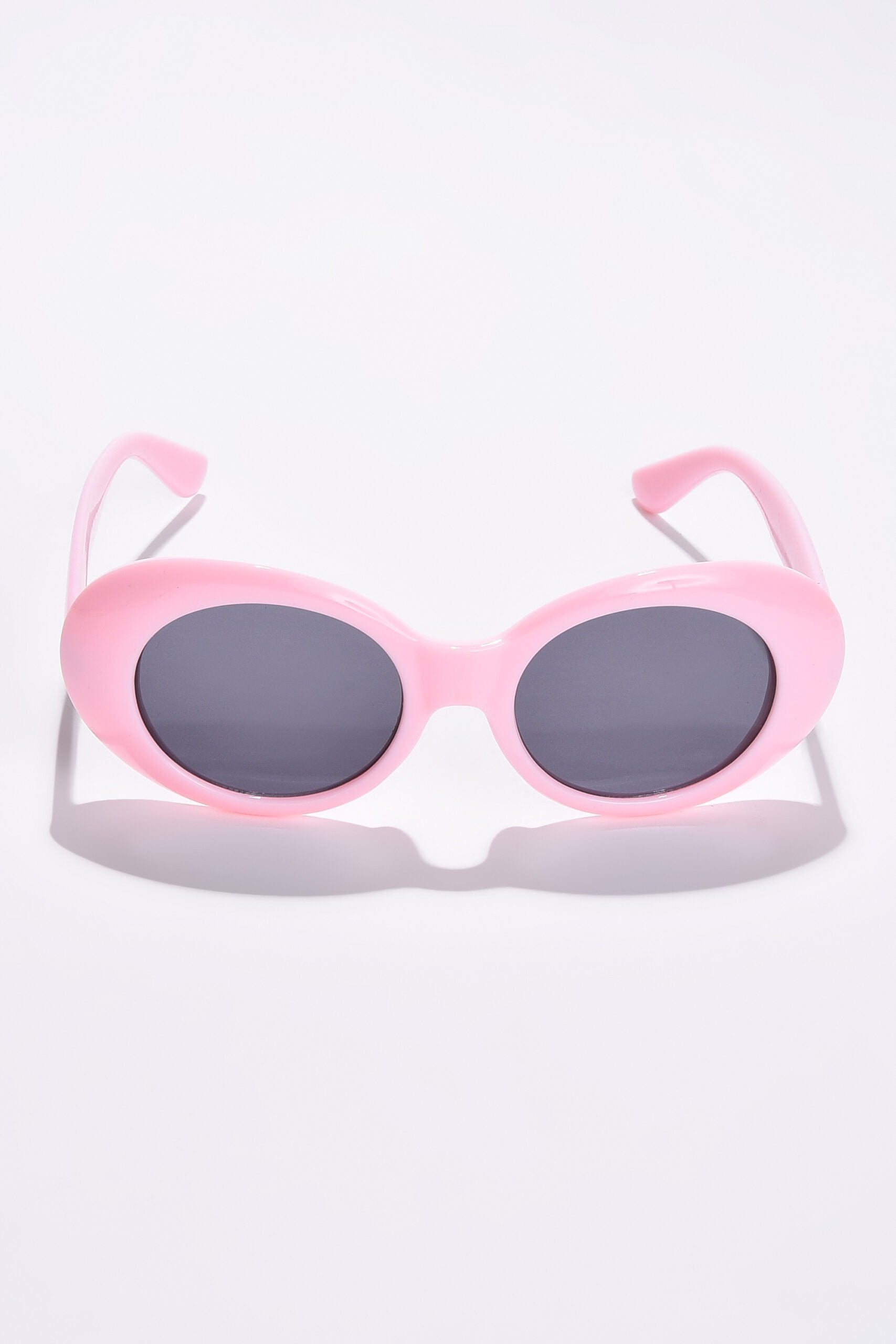 Women Black Lens Pink Oval Sunglasses