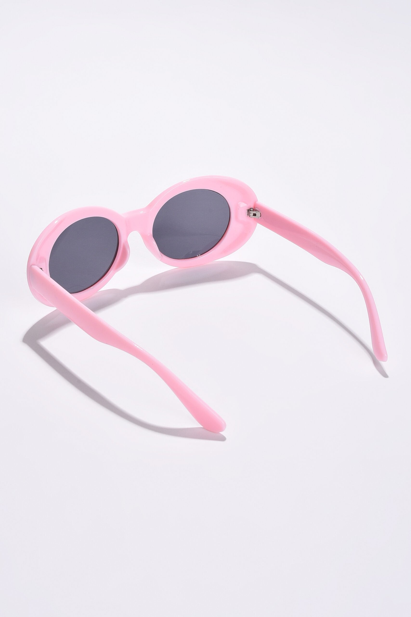 Women Black Lens Pink Oval Sunglasses