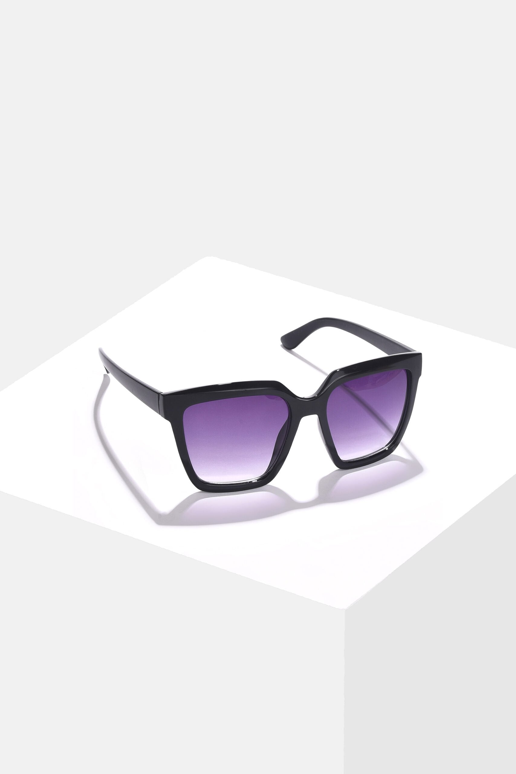 Women Purple Lens Black Butterfly Sunglasses