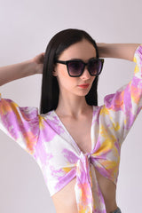 Women Purple Lens Black Butterfly Sunglasses