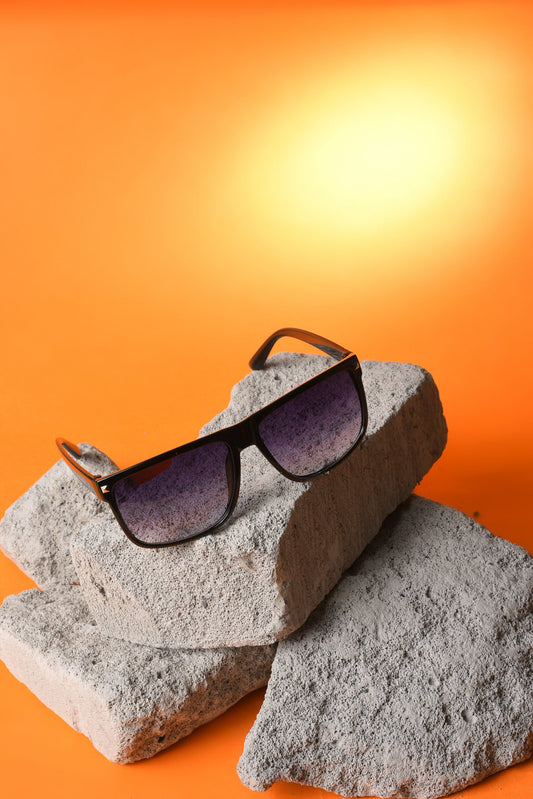 Women Purple Lens Black Wayfarer Sunglasses