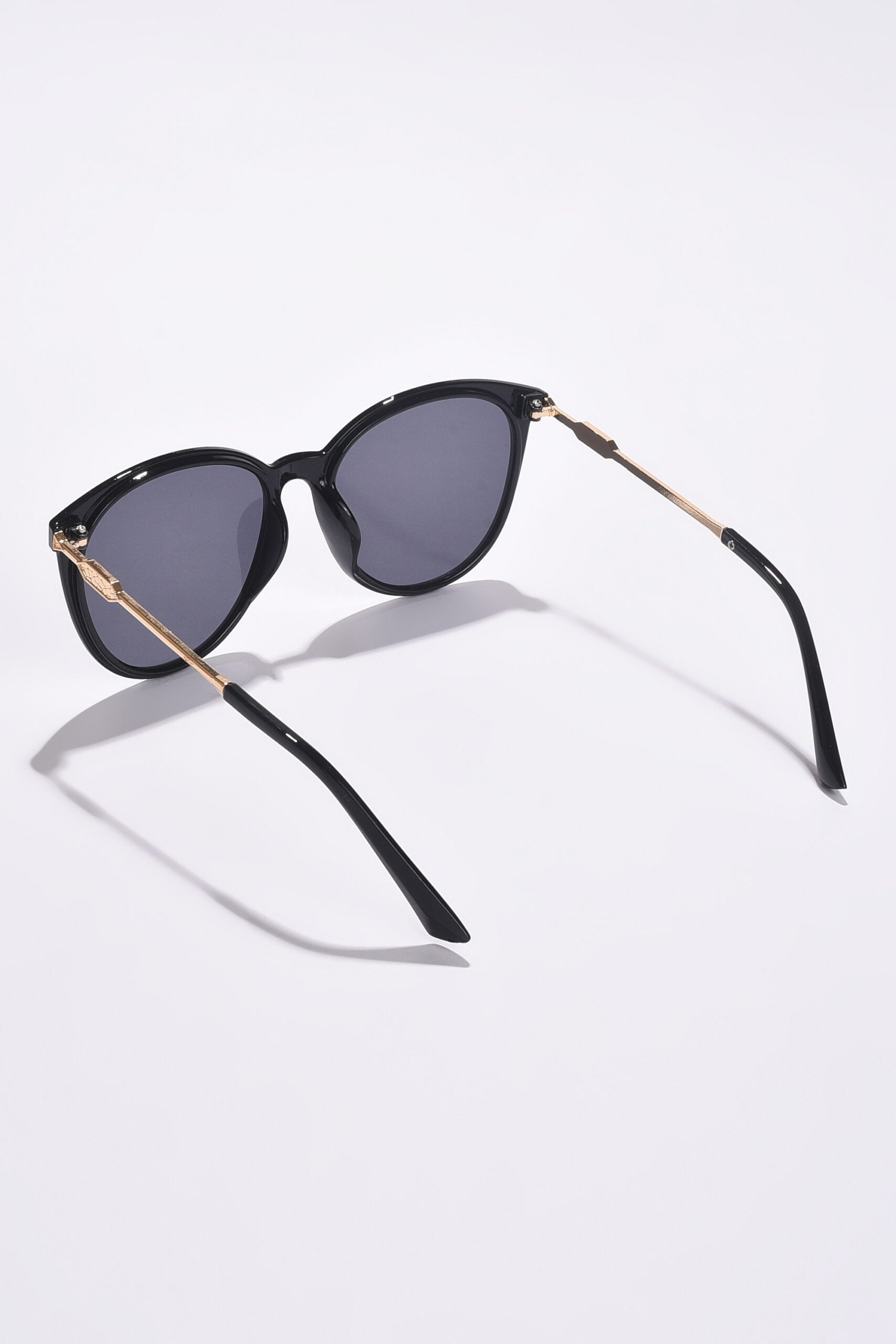 Women Black Lens Gold-Toned Butterfly Sunglasses