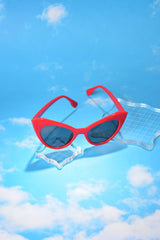 Women Black Lens Red Cateye Sunglasses