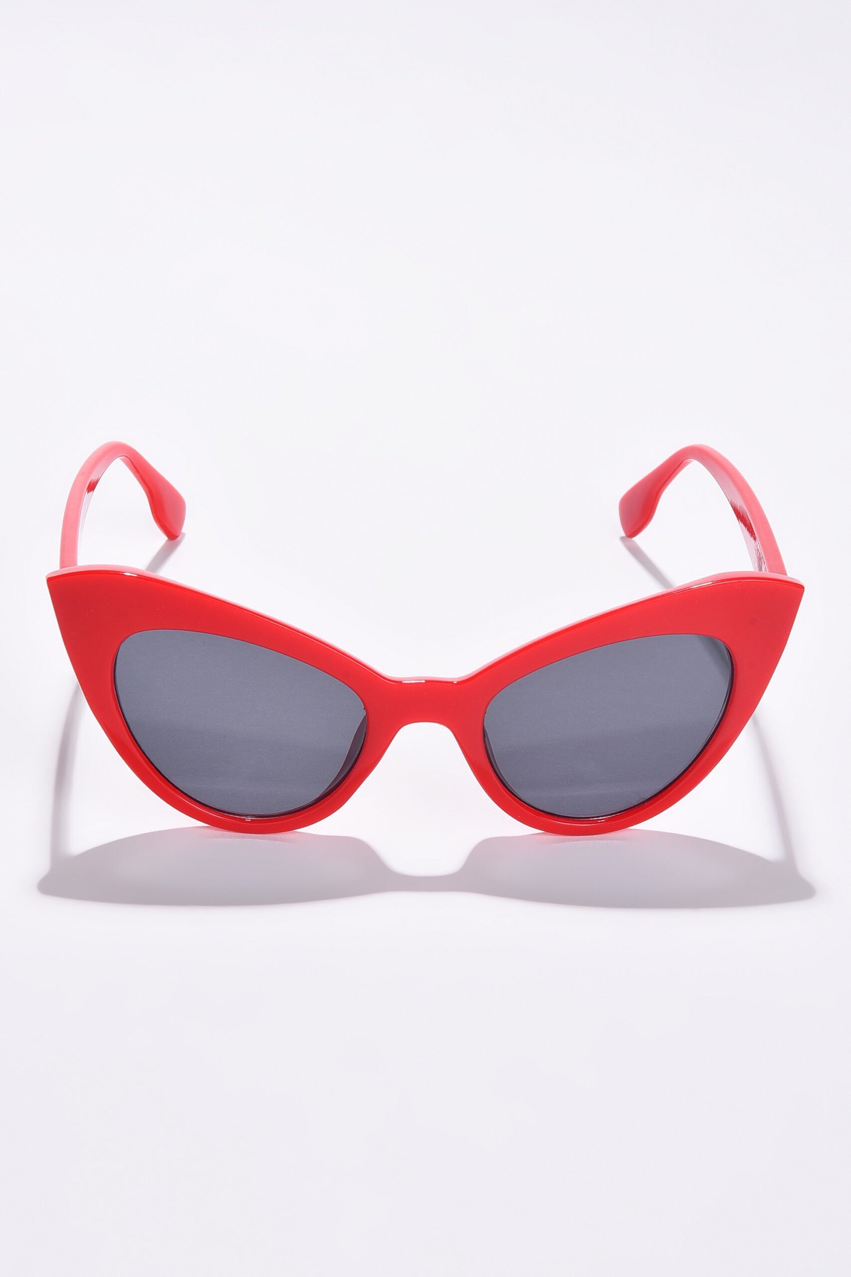 Women Black Lens Red Cateye Sunglasses