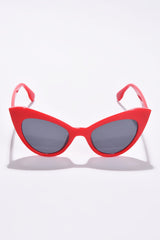 Women Black Lens Red Cateye Sunglasses