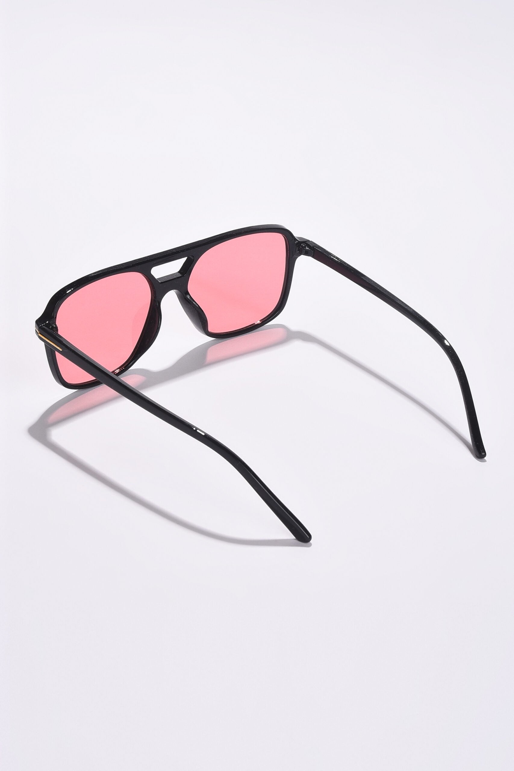 Women Pink Lens Black Aviator Sunglasses