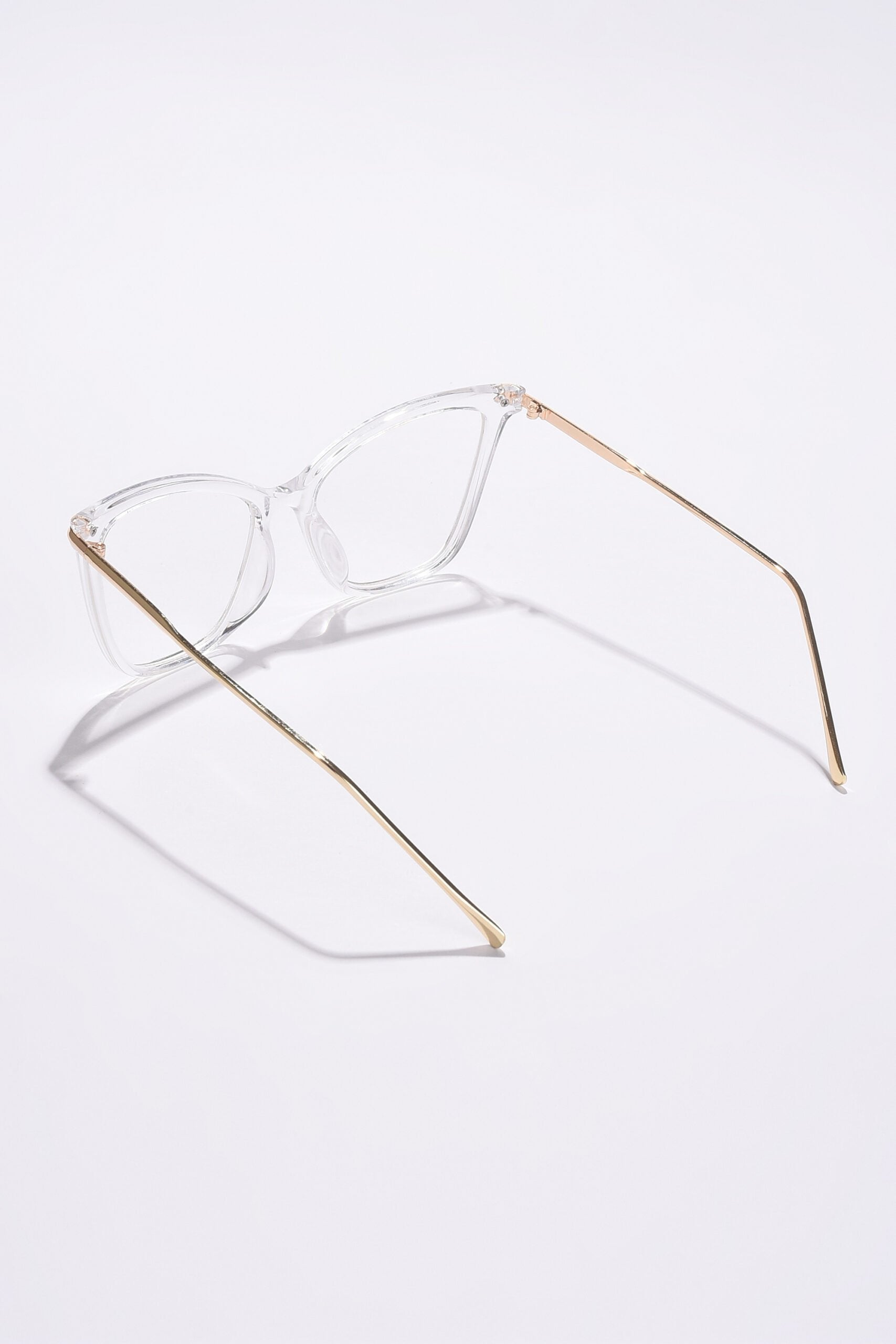 Women Clear Lens Gold-Toned Cateye Sunglasses