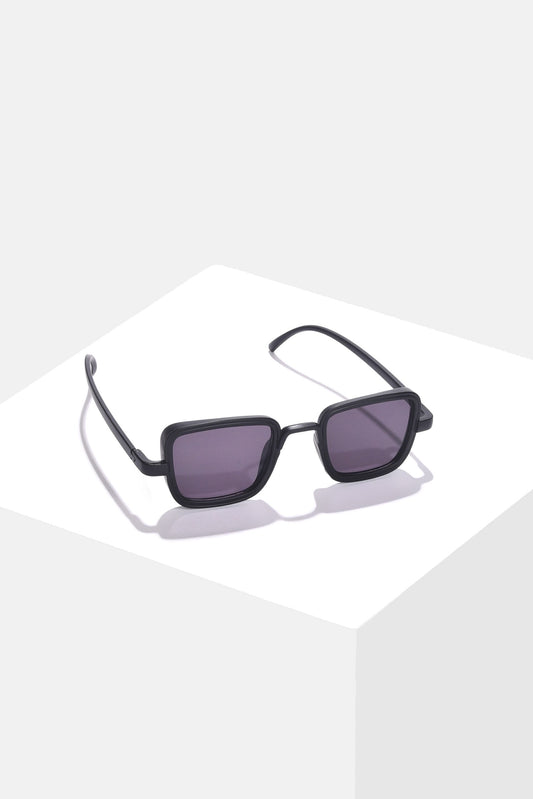 Women Black Lens Black Rectangle Sunglasses