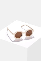 Women Brown Lens White Oval Sunglasses