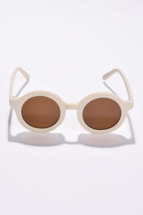 Women Brown Lens White Oval Sunglasses