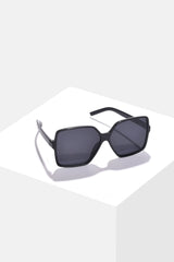 Women Black Lens Black Rectangle Sunglasses