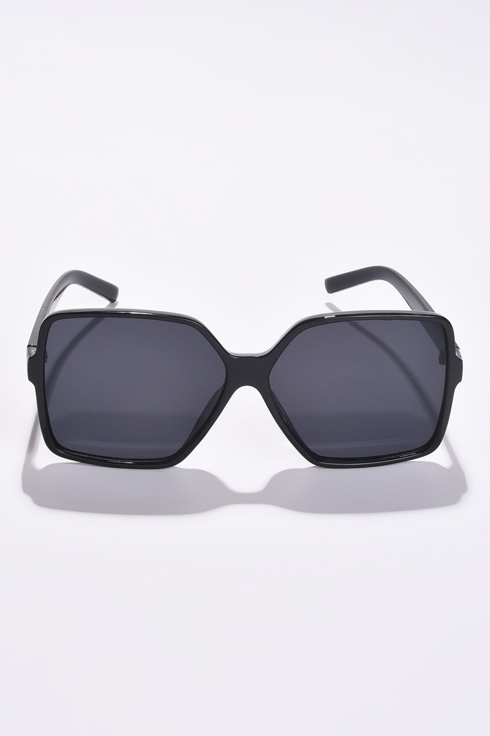 Women Black Lens Black Rectangle Sunglasses