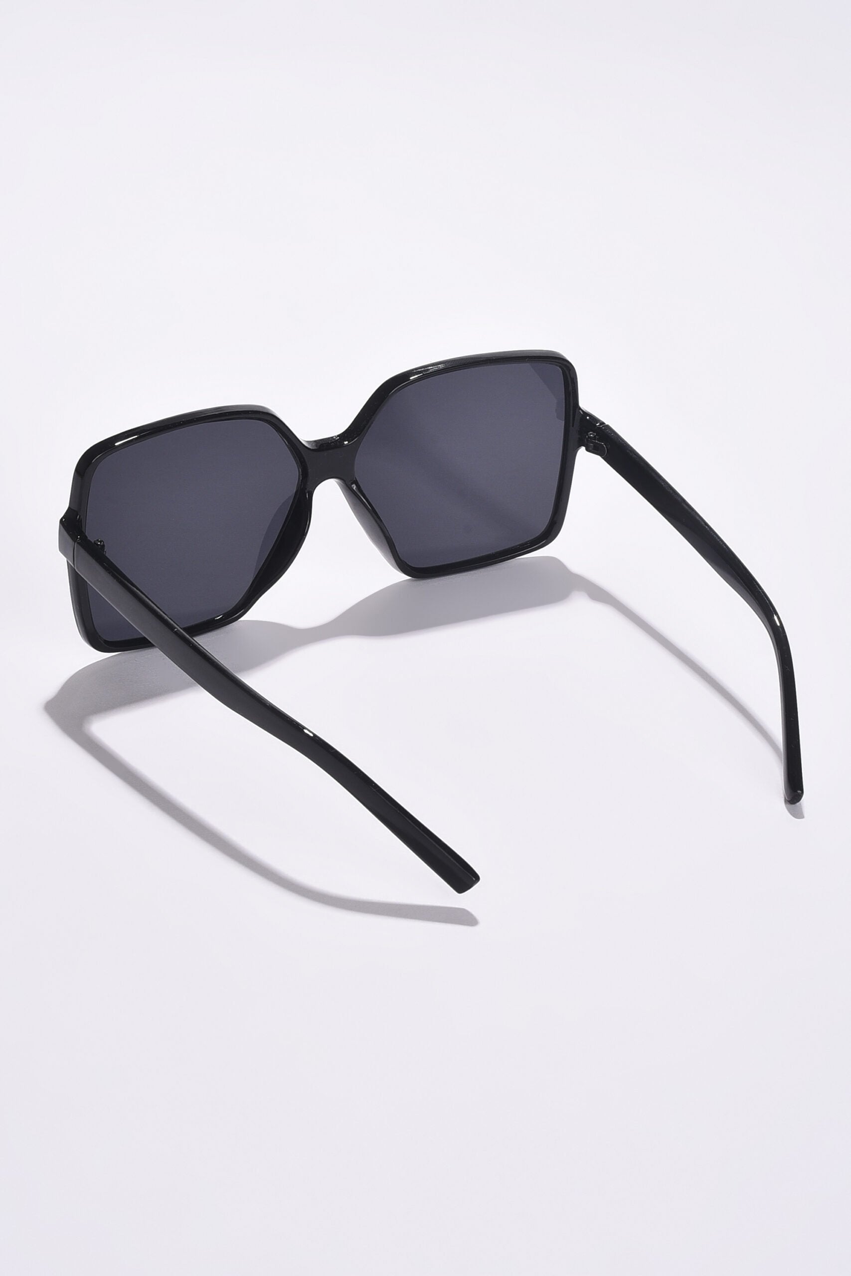 Women Black Lens Black Rectangle Sunglasses