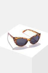 Women Black Lens Brown Cateye Sunglasses