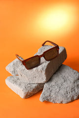 Women Brown Lens Brown Rectangle Sunglasses