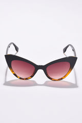 Women Black Lens Brown Cateye Sunglasses