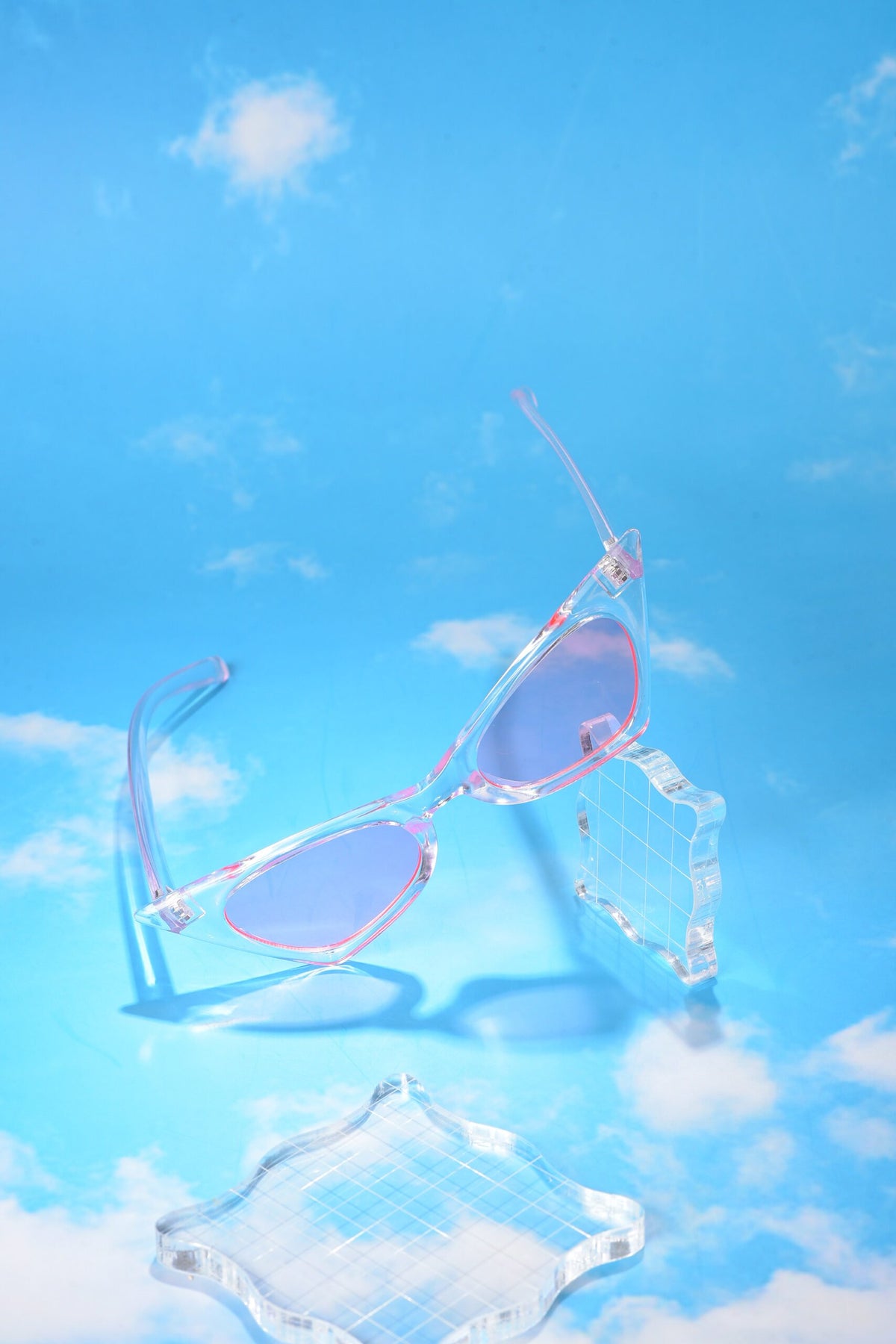 Women Pink Lens White Cateye Sunglasses