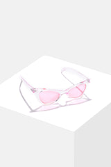 Women Pink Lens White Cateye Sunglasses