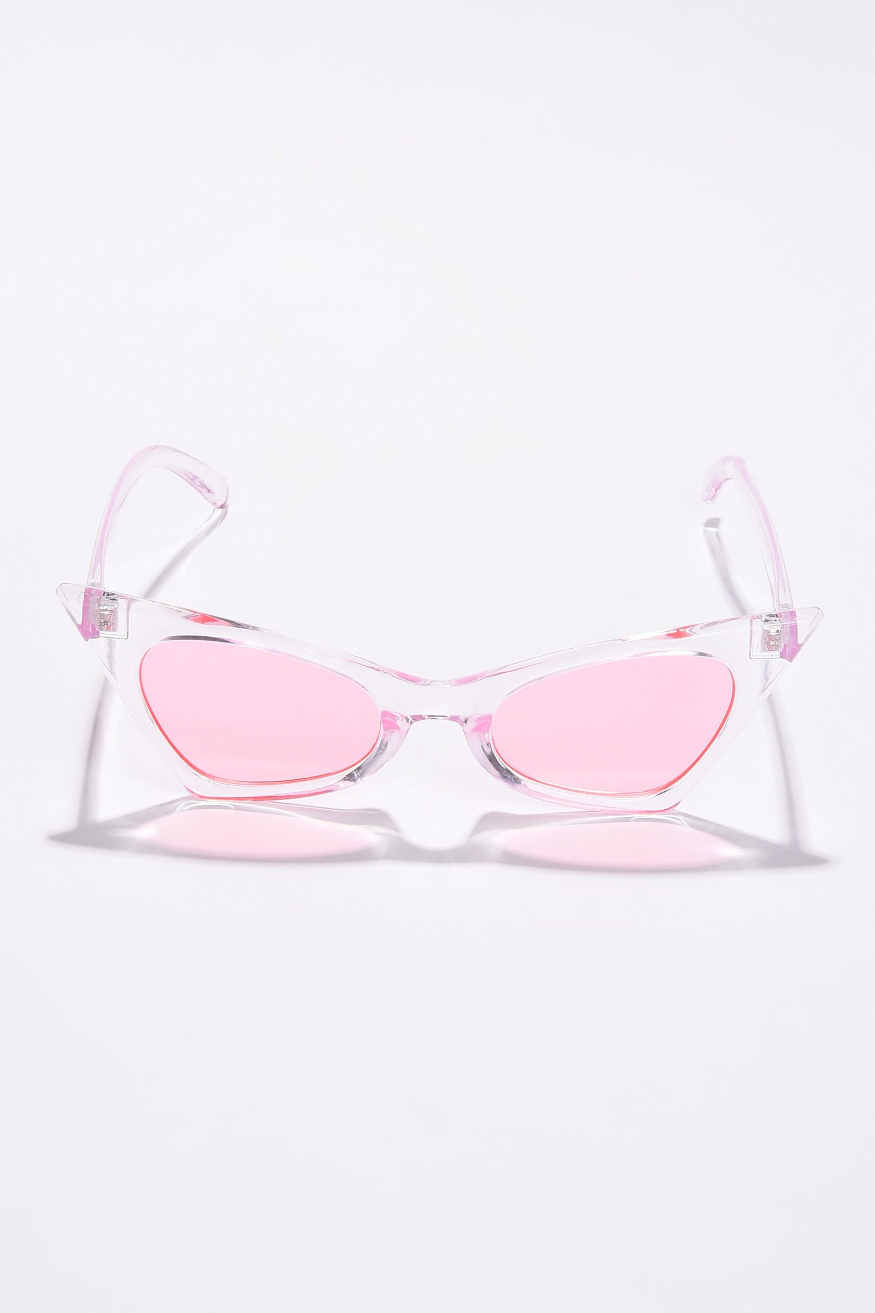 Women Pink Lens White Cateye Sunglasses