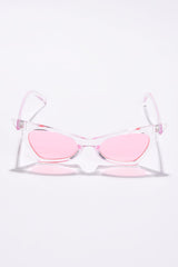 Women Pink Lens White Cateye Sunglasses