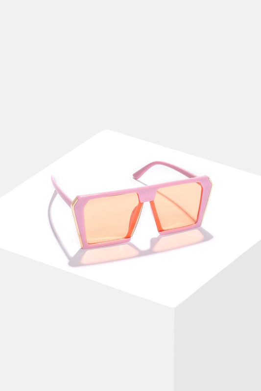 Women Orange Lens Pink Oversized Sunglasses