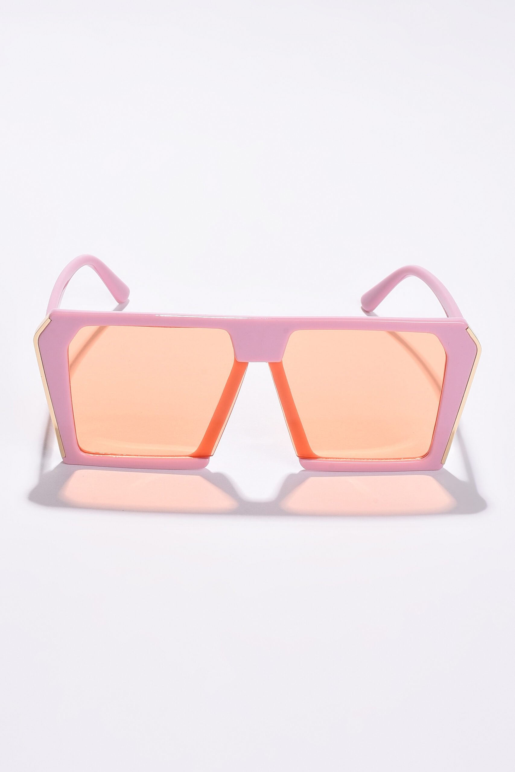 Women Orange Lens Pink Oversized Sunglasses