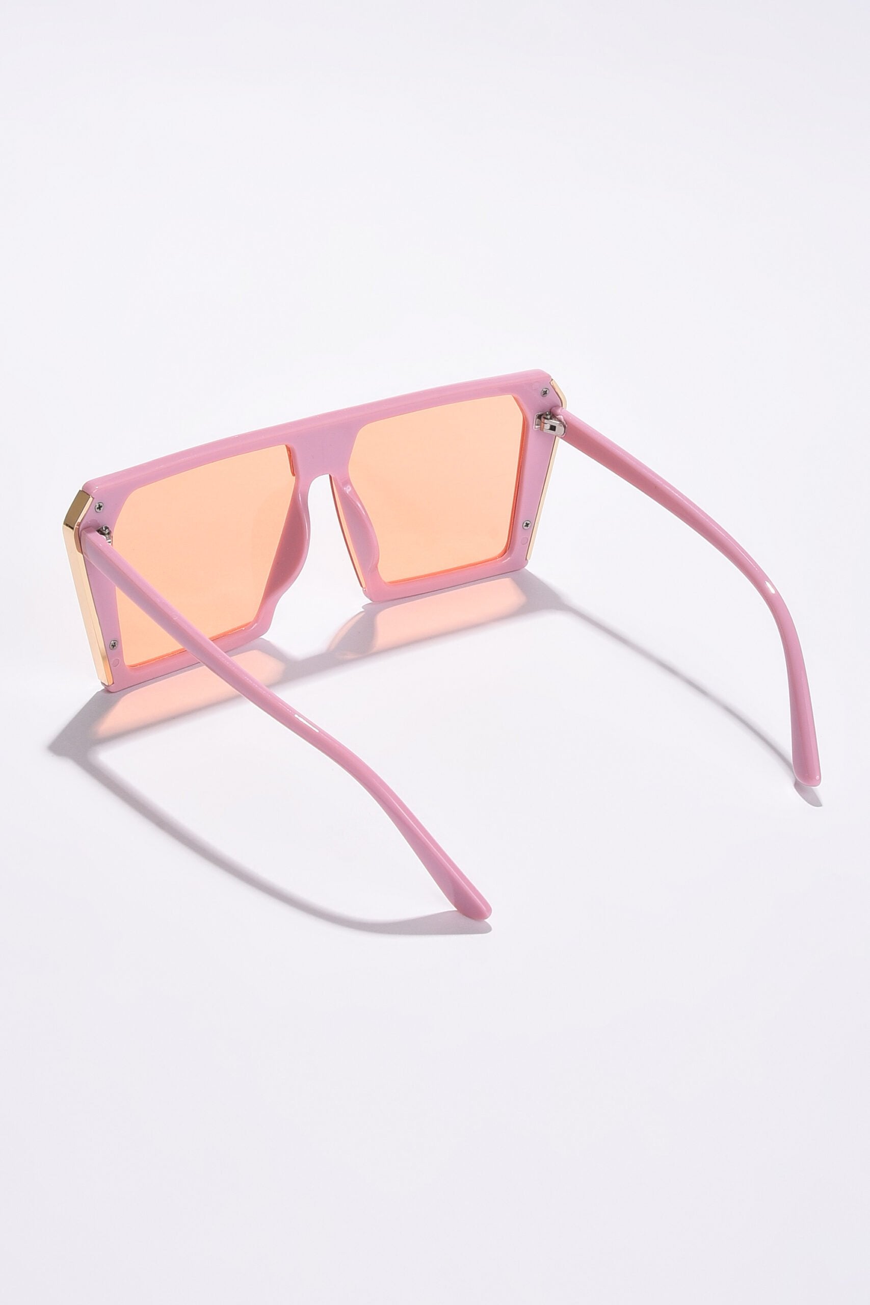 Women Orange Lens Pink Oversized Sunglasses