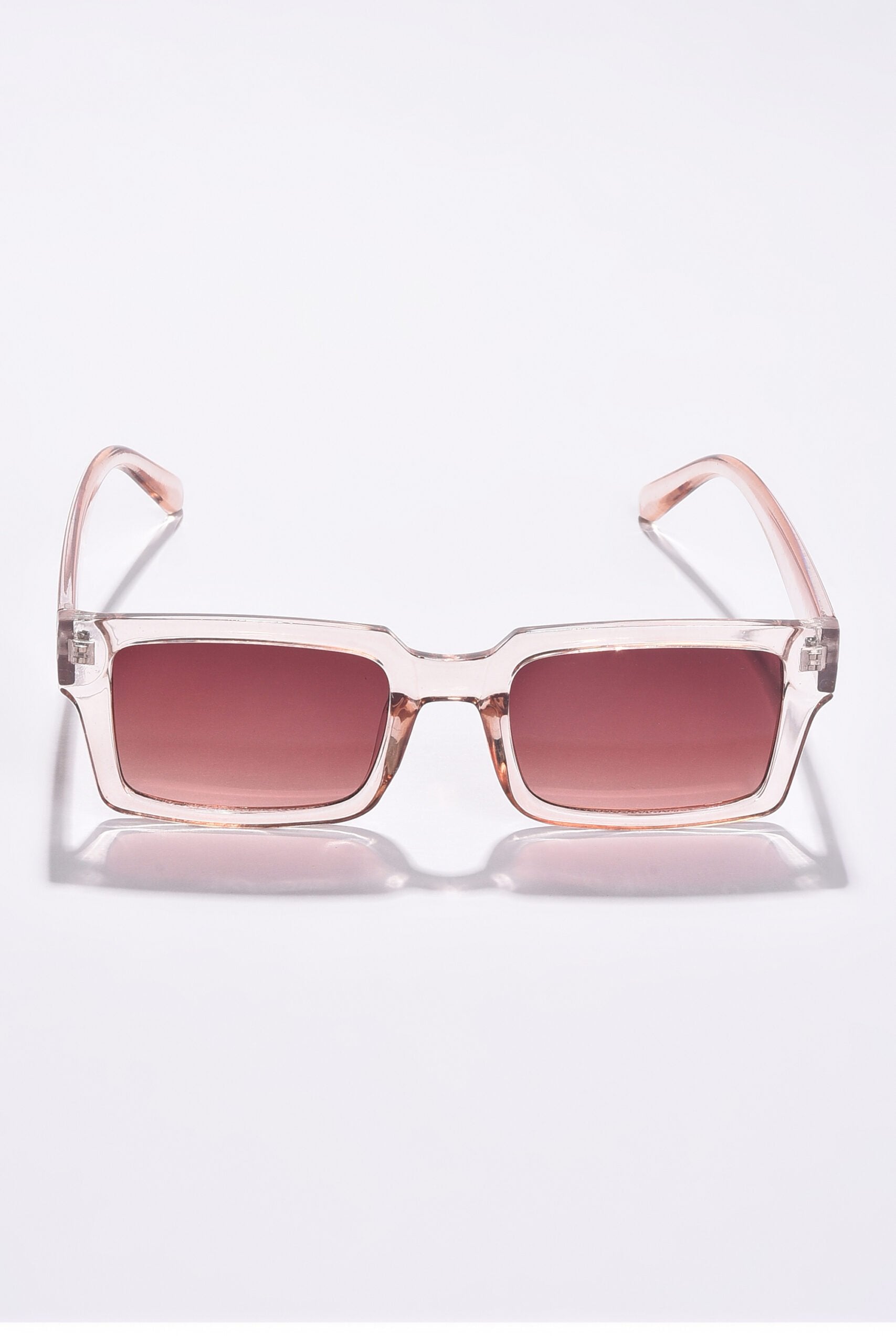 Women Brown Lens White Rectangle Sunglasses