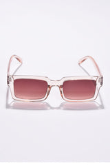 Women Brown Lens White Rectangle Sunglasses