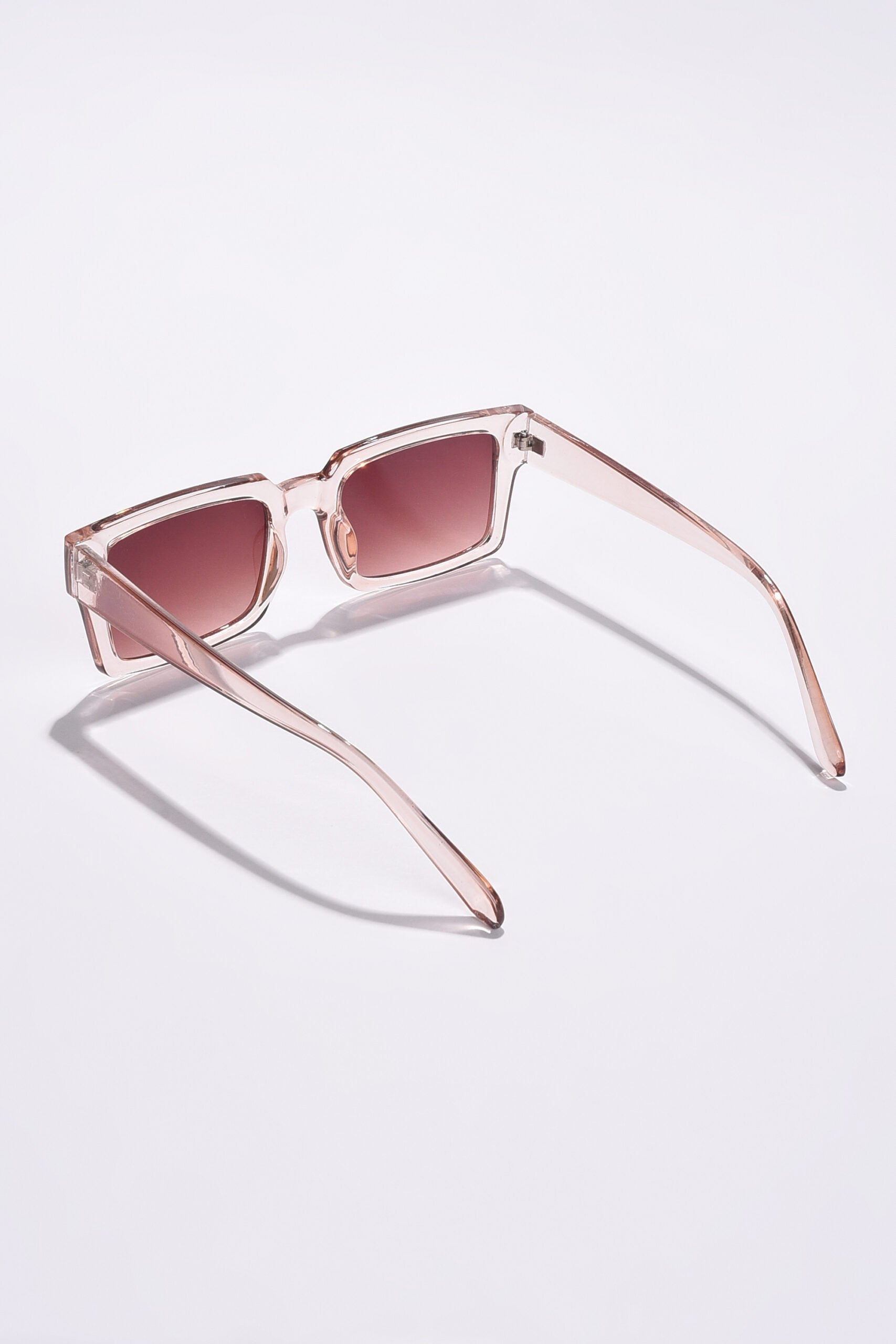 Women Brown Lens White Rectangle Sunglasses