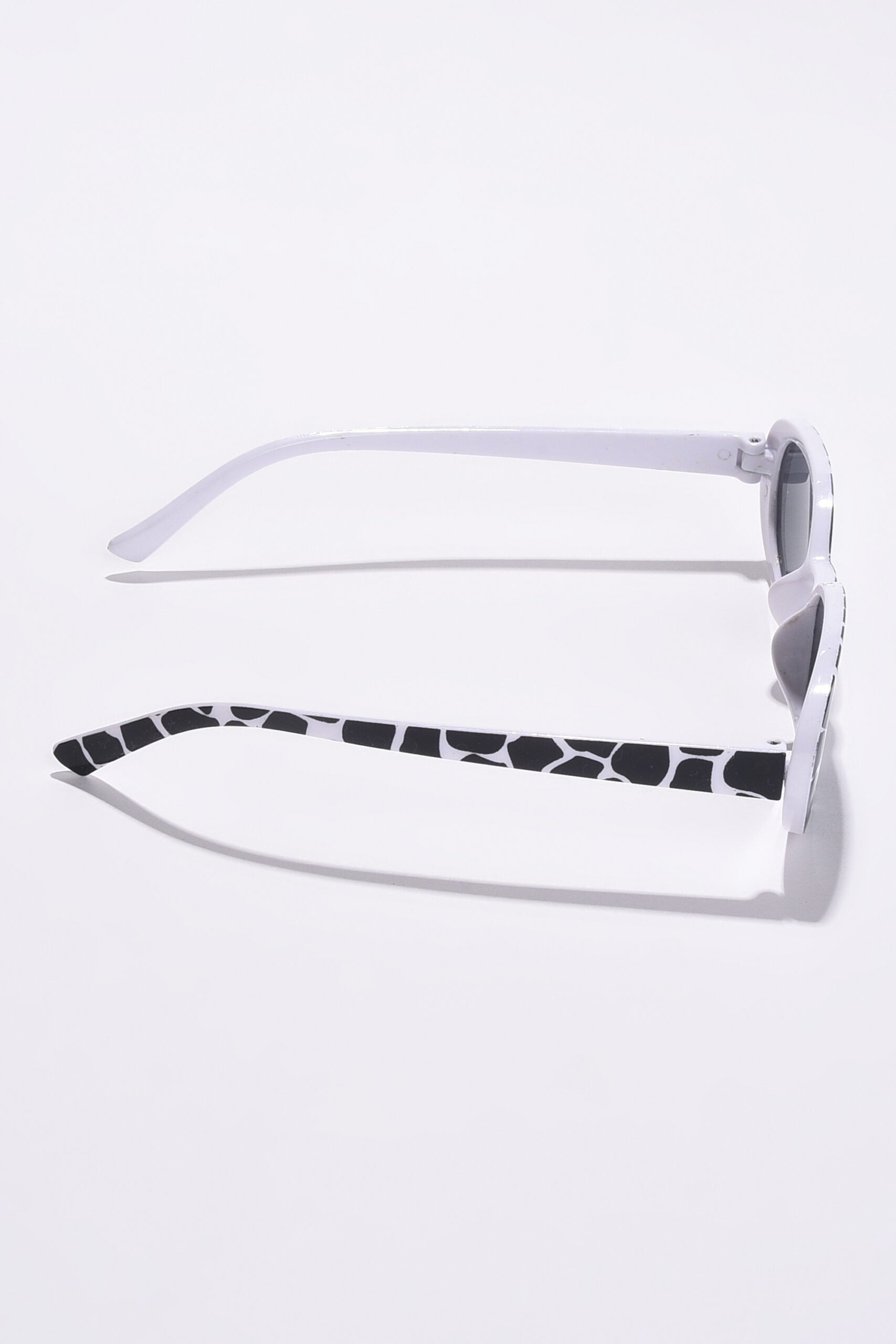 Women Black Lens White Oval Sunglasses