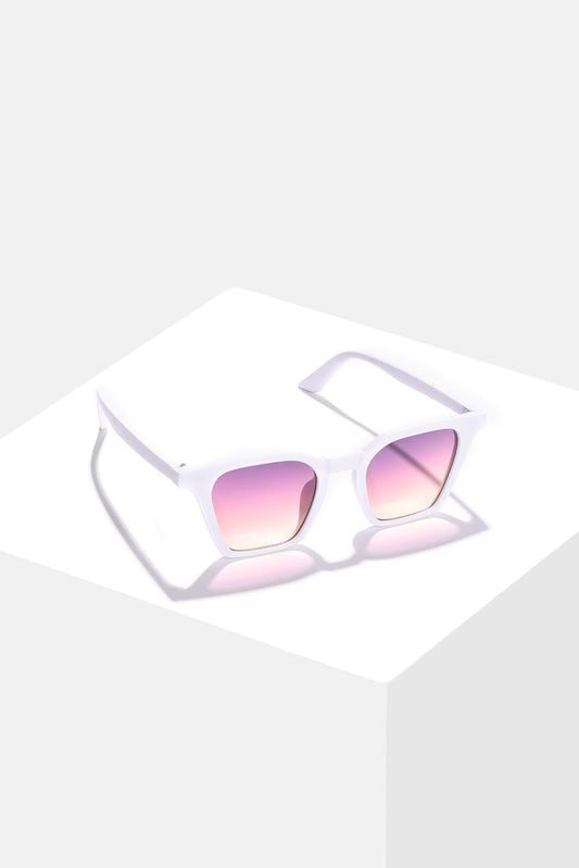 Women Purple Lens White Wayfarer Sunglasses