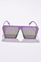 Women Black Lens Purple Rectangle Sunglasses