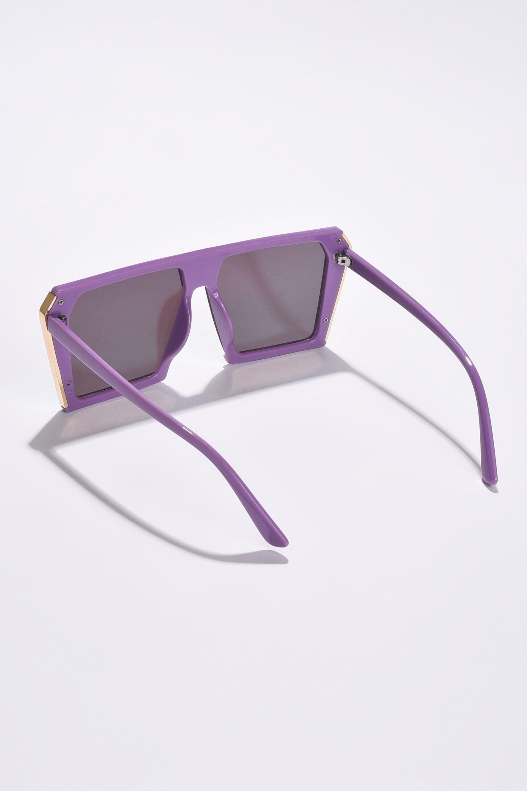 Women Black Lens Purple Rectangle Sunglasses