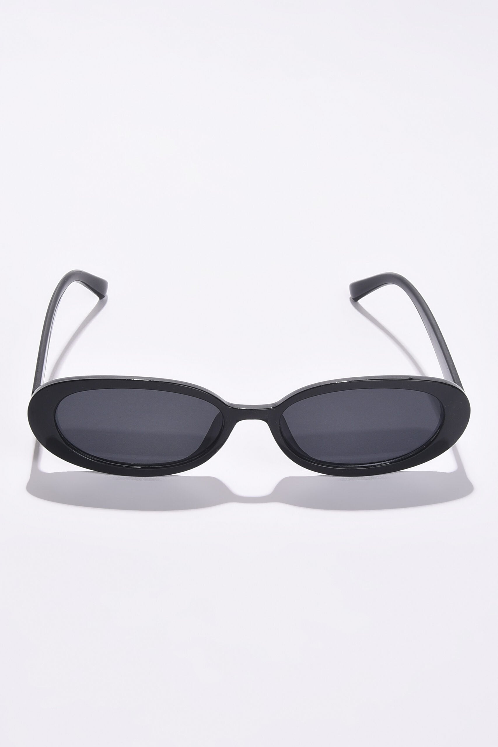 Women Black Lens Black Oval Sunglasses