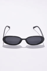 Women Black Lens Black Oval Sunglasses