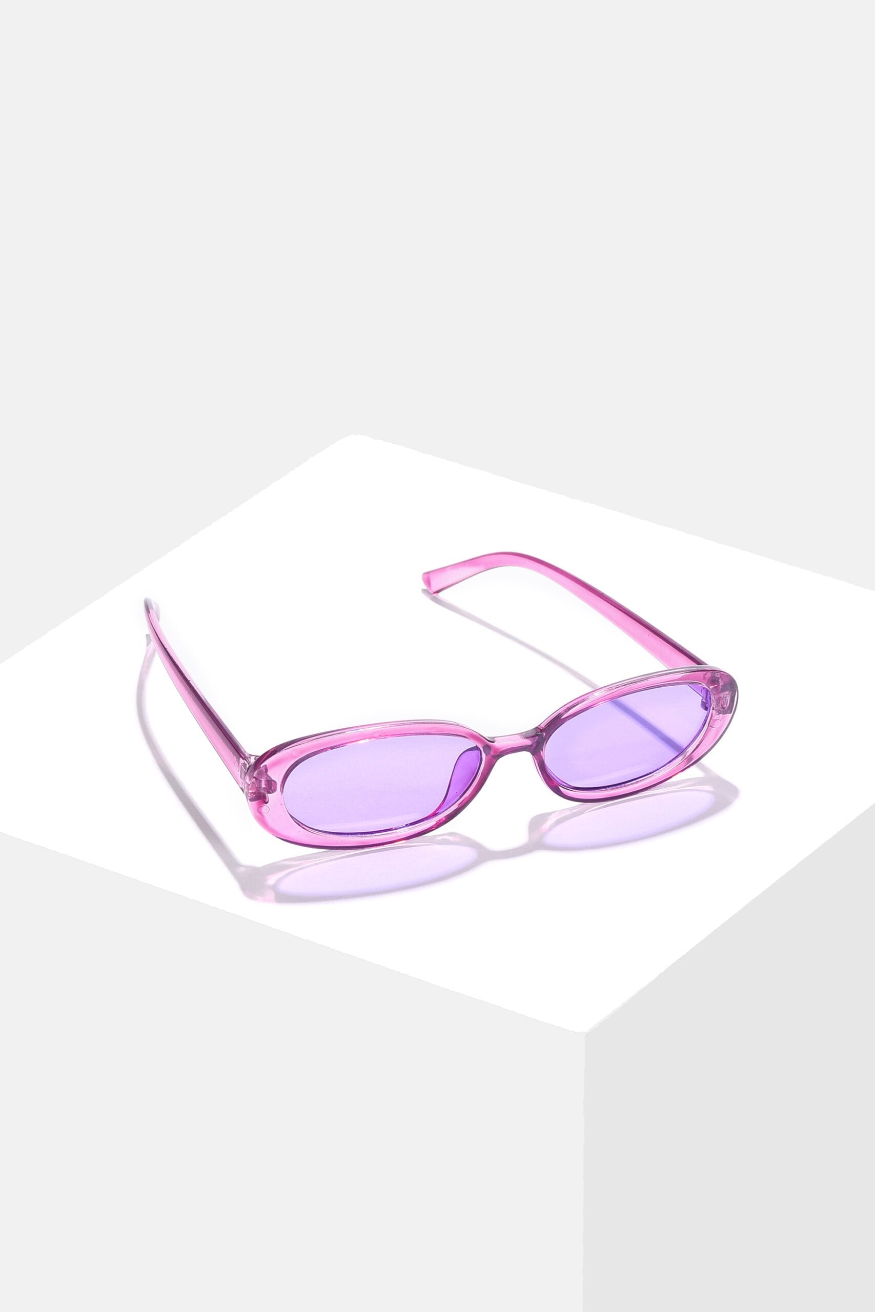 Women Purple Lens Purple Oval Sunglasses