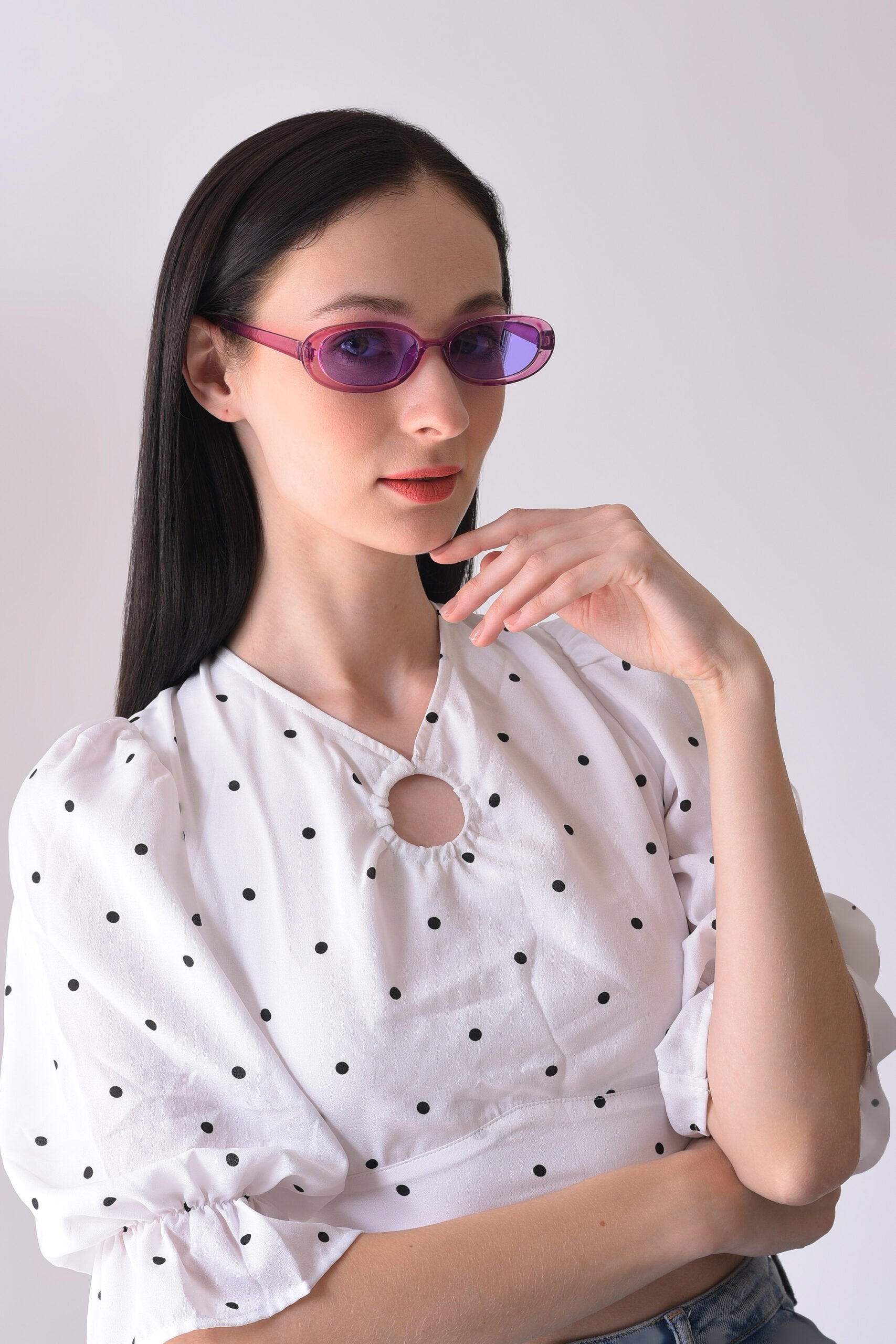 Women Purple Lens Purple Oval Sunglasses