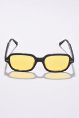 Women Yellow Lens Black Oval Sunglasses