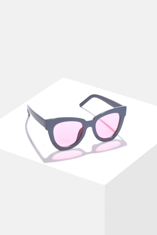 Women Pink Lens Black Cateye Sunglasses