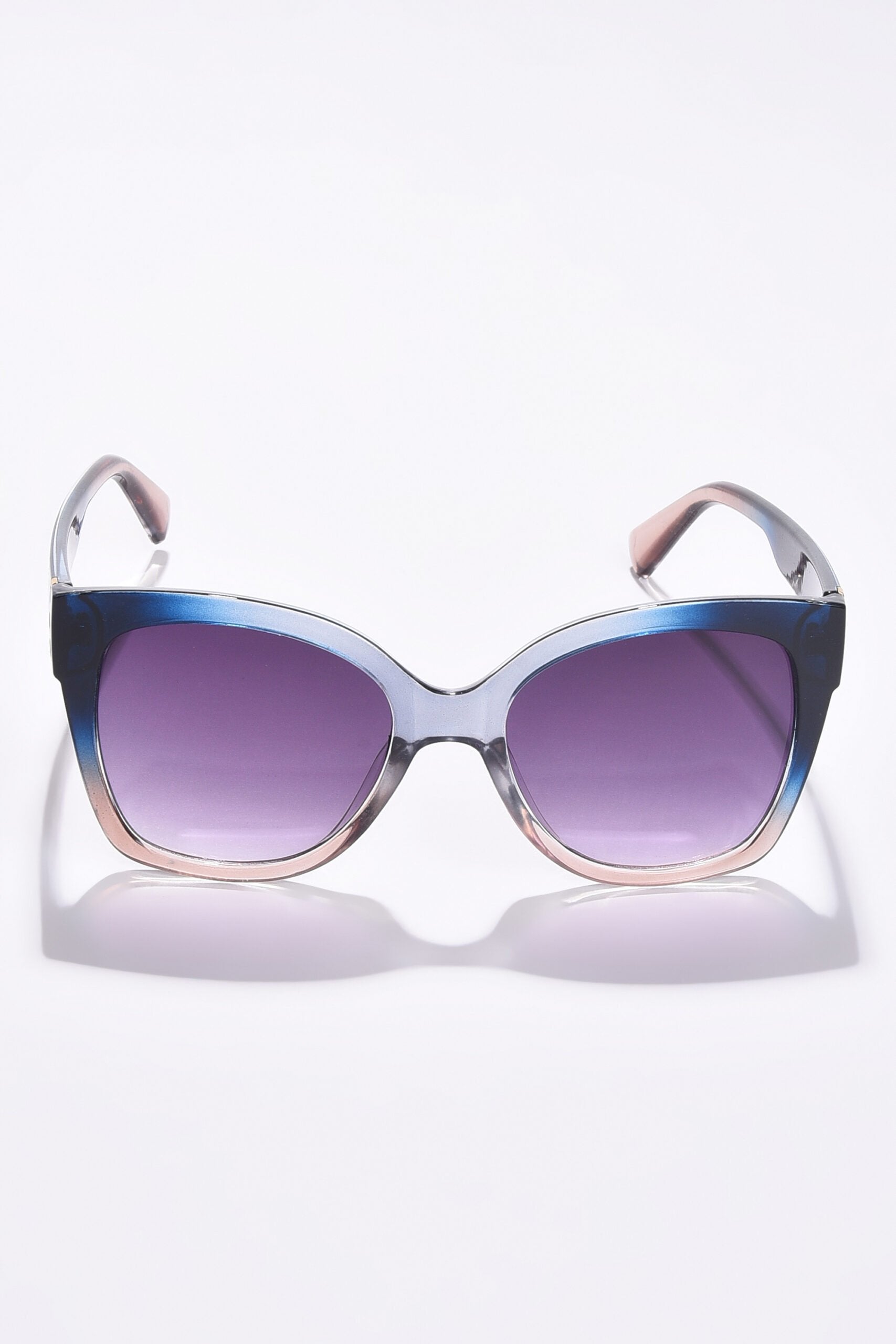 Women Black Lens Blue Cateye Sunglasses